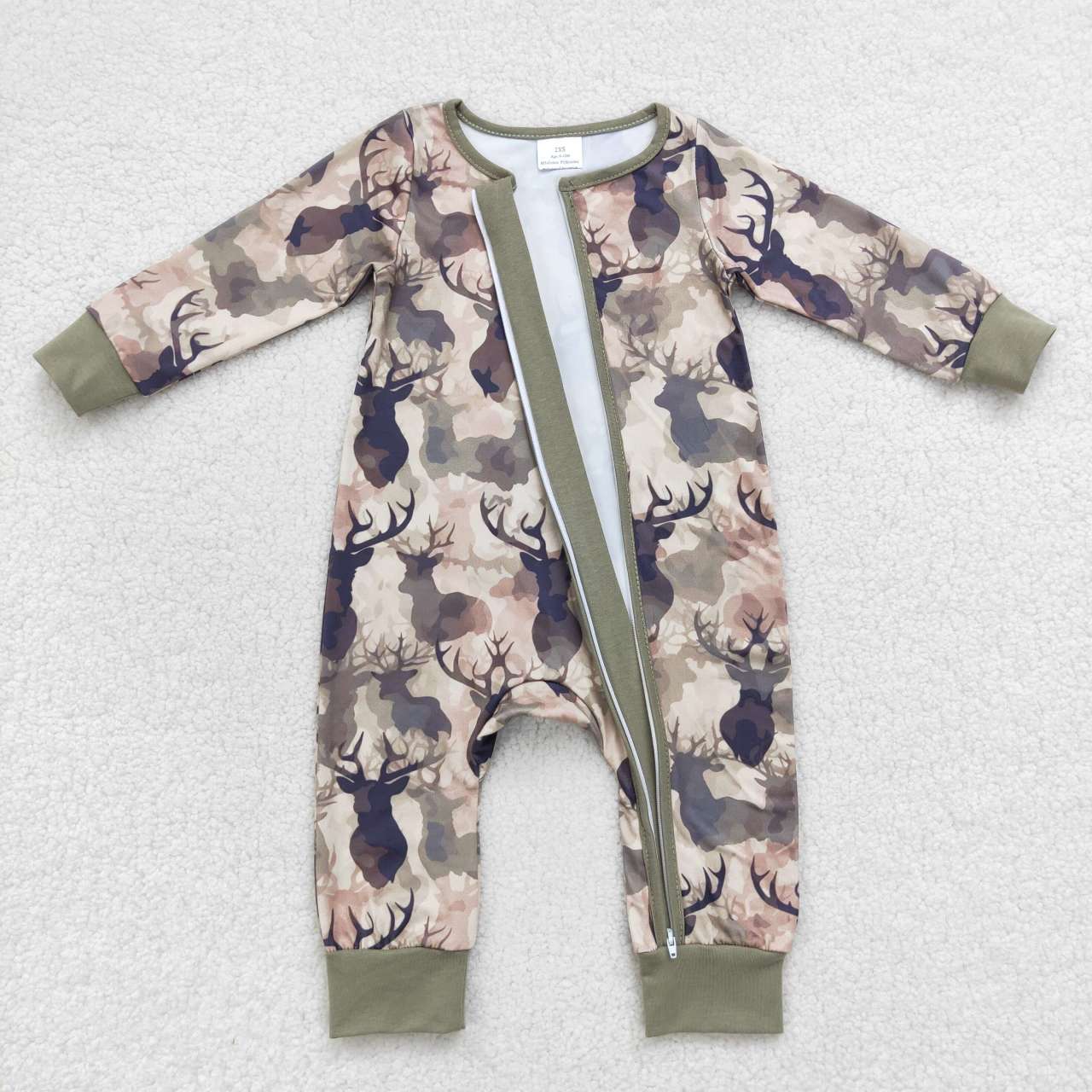 LR0662 USA Shop Baby Boys Deer Long Sleeve Zip Romper