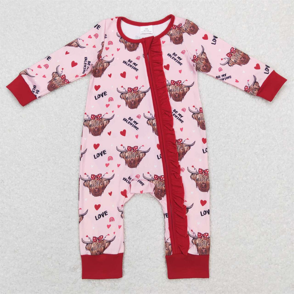 Sibling Girls Valentine's Day Highland Cow Matching Clothing