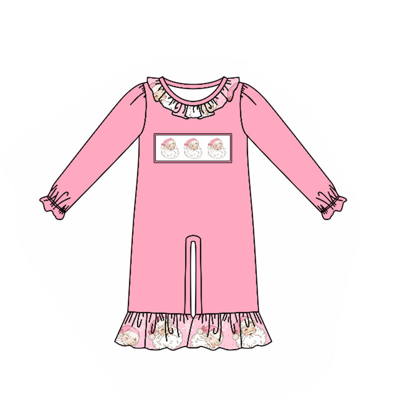 LR1051 Newborn Girls Pink Santa Long Sleeve Romper Pre-order