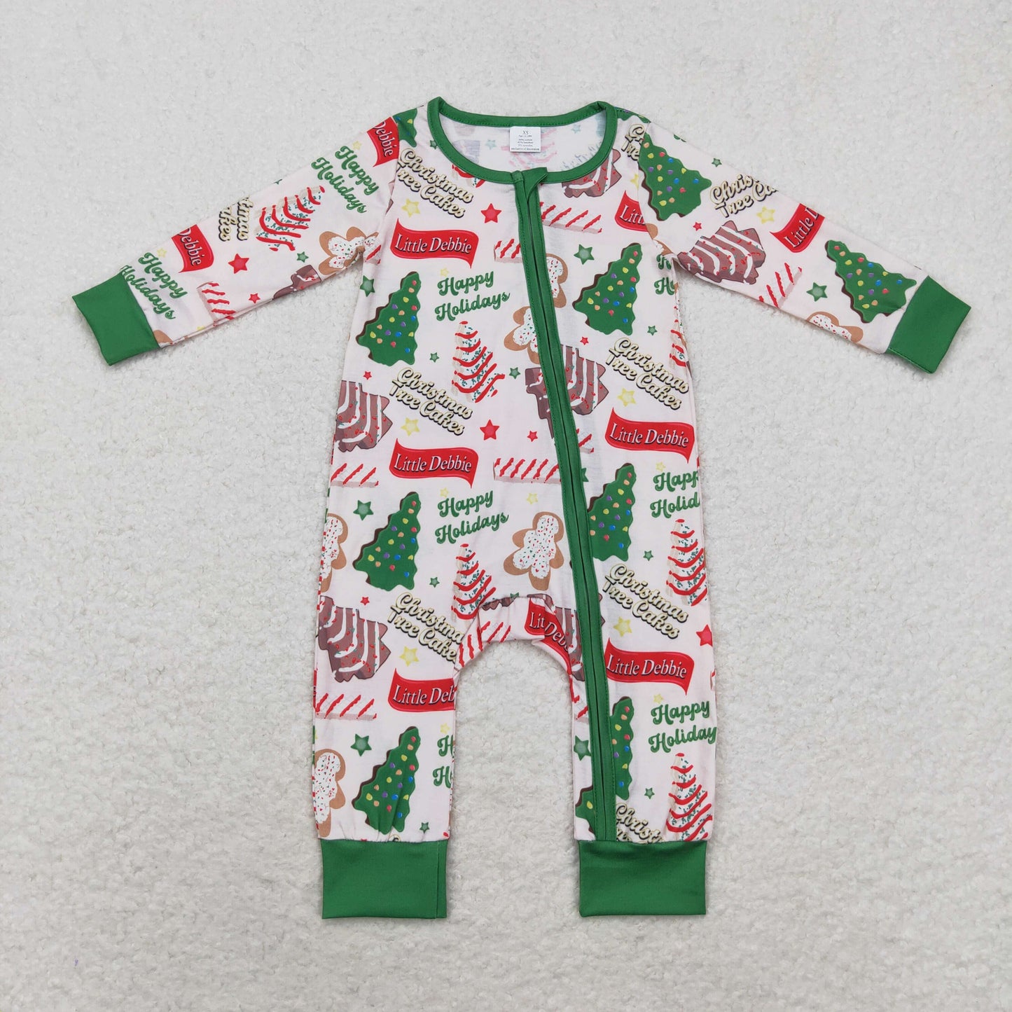 LR1057 Newborn Boys Christmas Cake Long Sleeve Romper