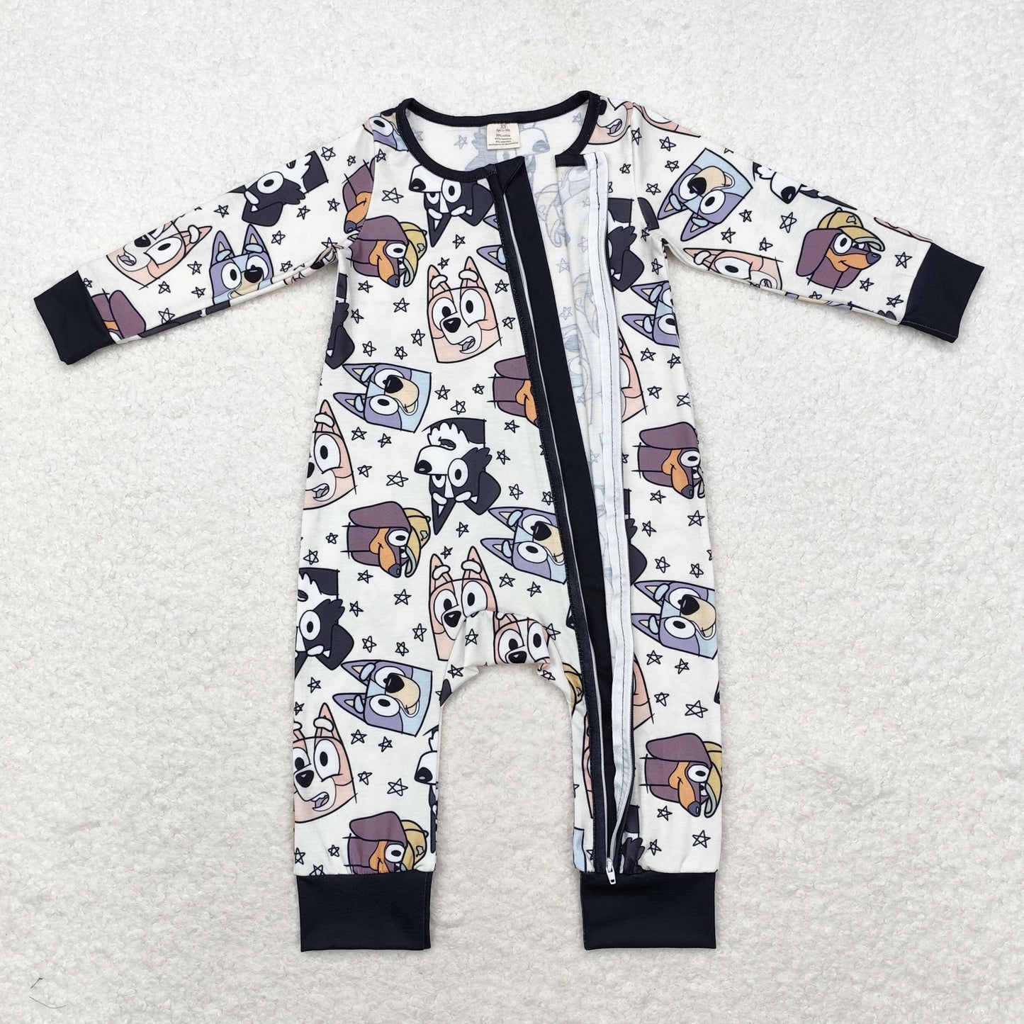 Baby Boys Brother Cartoon Dog Long Sleeve Bamboo Pajama and Romper