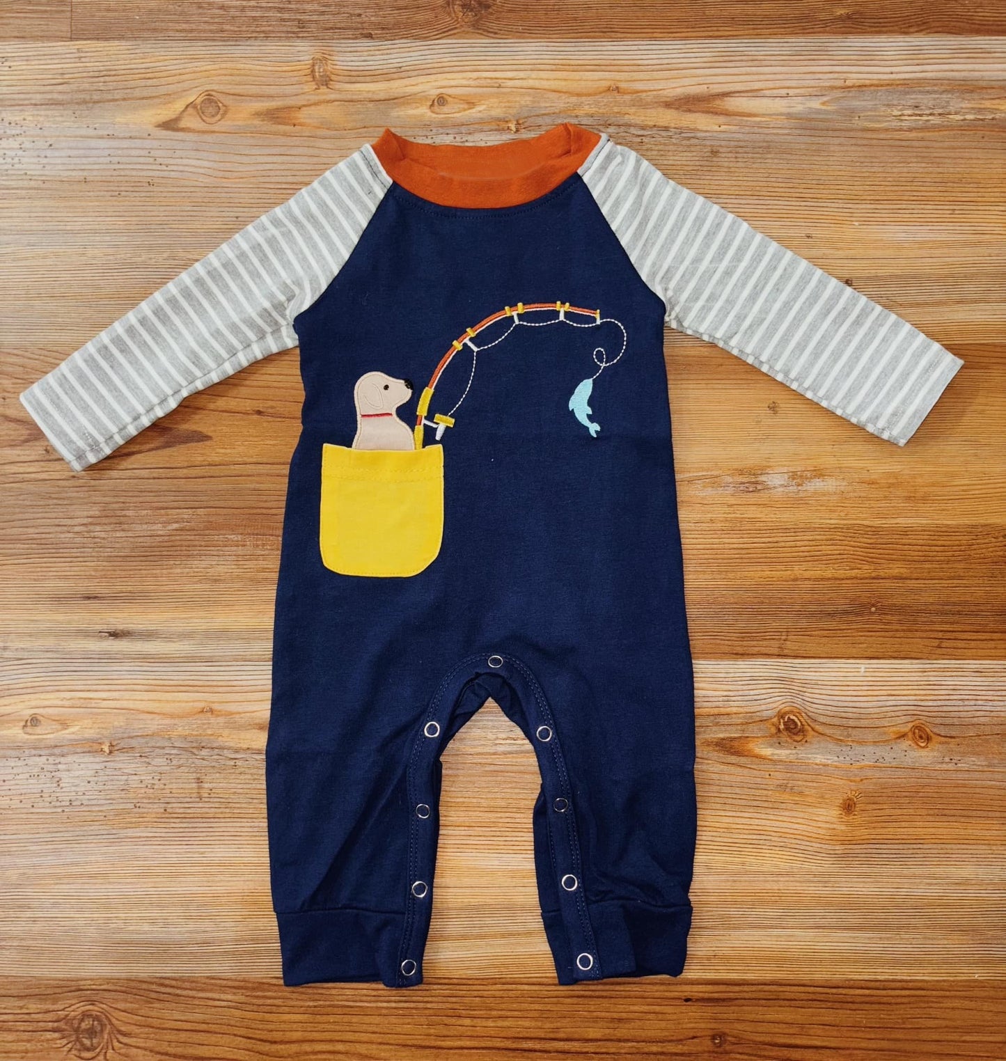 Baby Boys Fishing Long Sleeve Romper Preorder