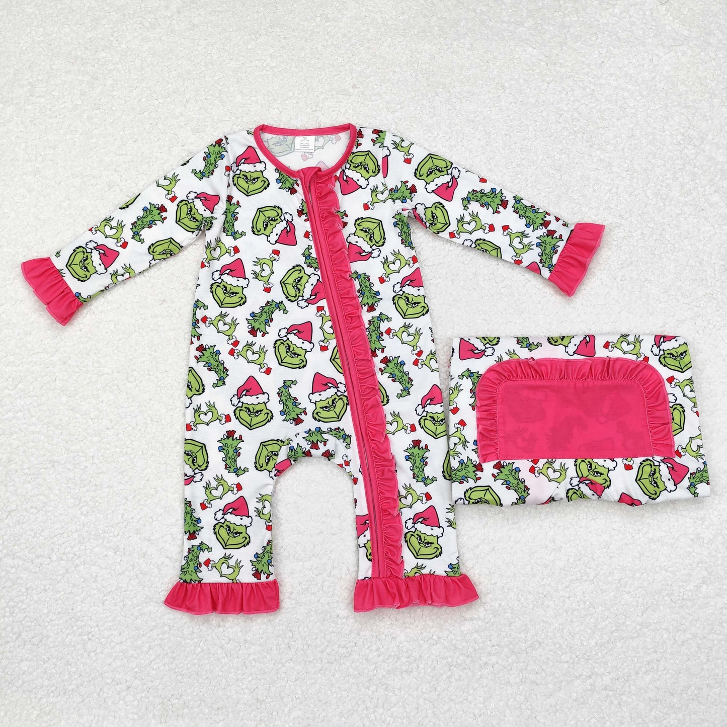 Family Christmas Green Face Cartoon Pajama and Dress