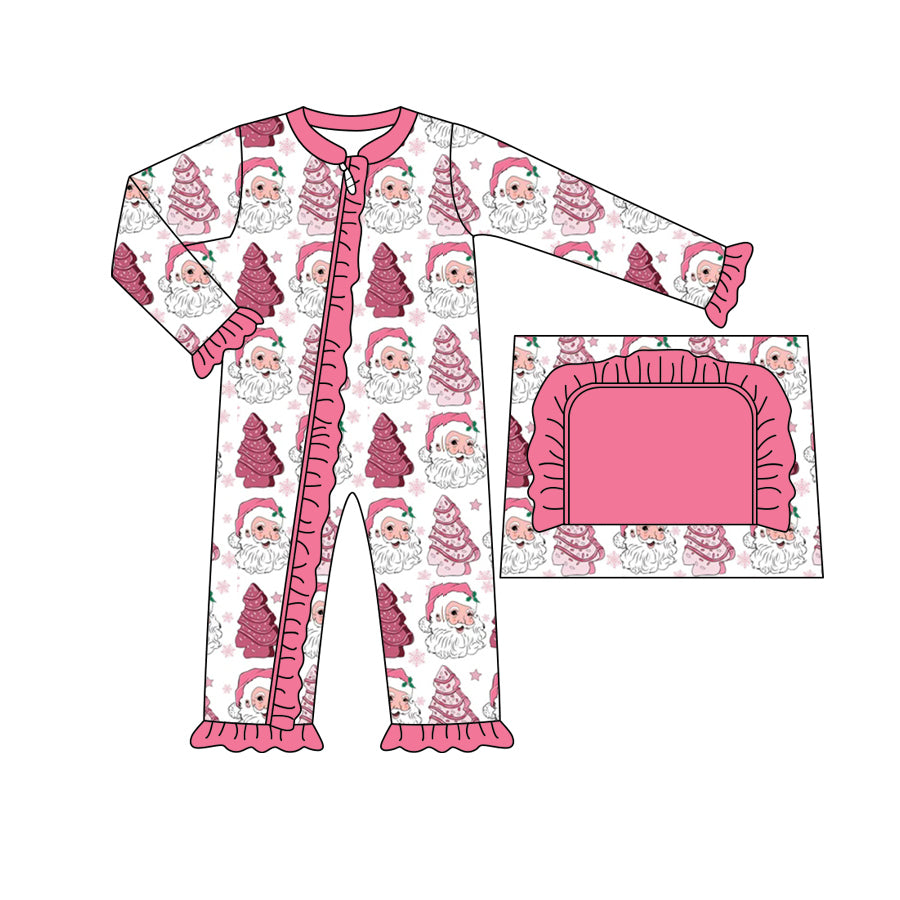 LR1358 Baby Girls Christmas Santa Zipper Romper Preorder