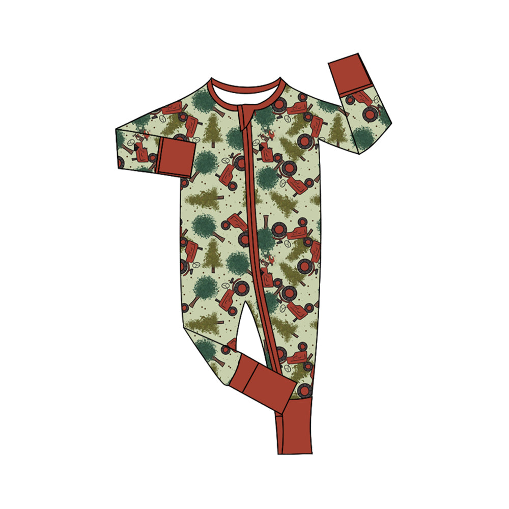 LR1507 Baby Boys Christmas Tree Truck Romper Preorder
