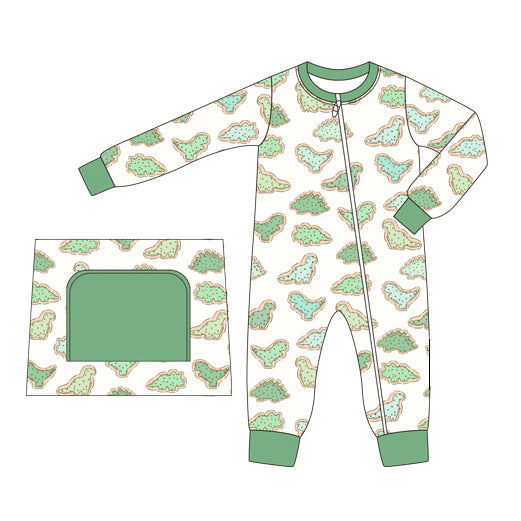 LR1523 Toddler Boys Green Dinosaur Long Sleeve Romper Preorder