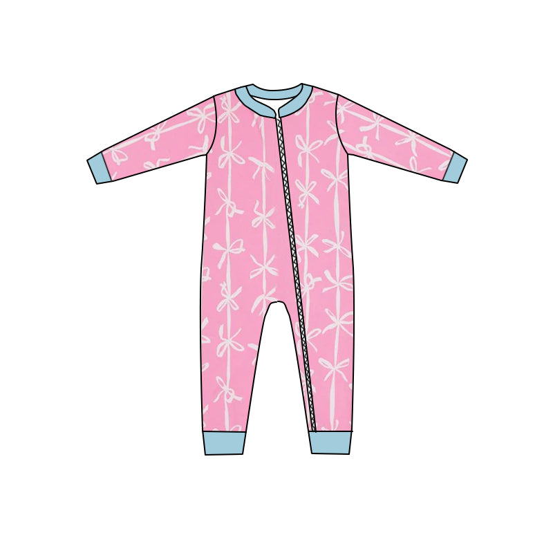 LR1552 Baby Girls Bow Pink Color Romper Pre-order
