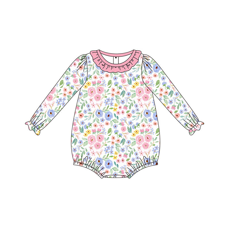 LR1562Baby Girls Bright Flower Bubble Romper Preorder