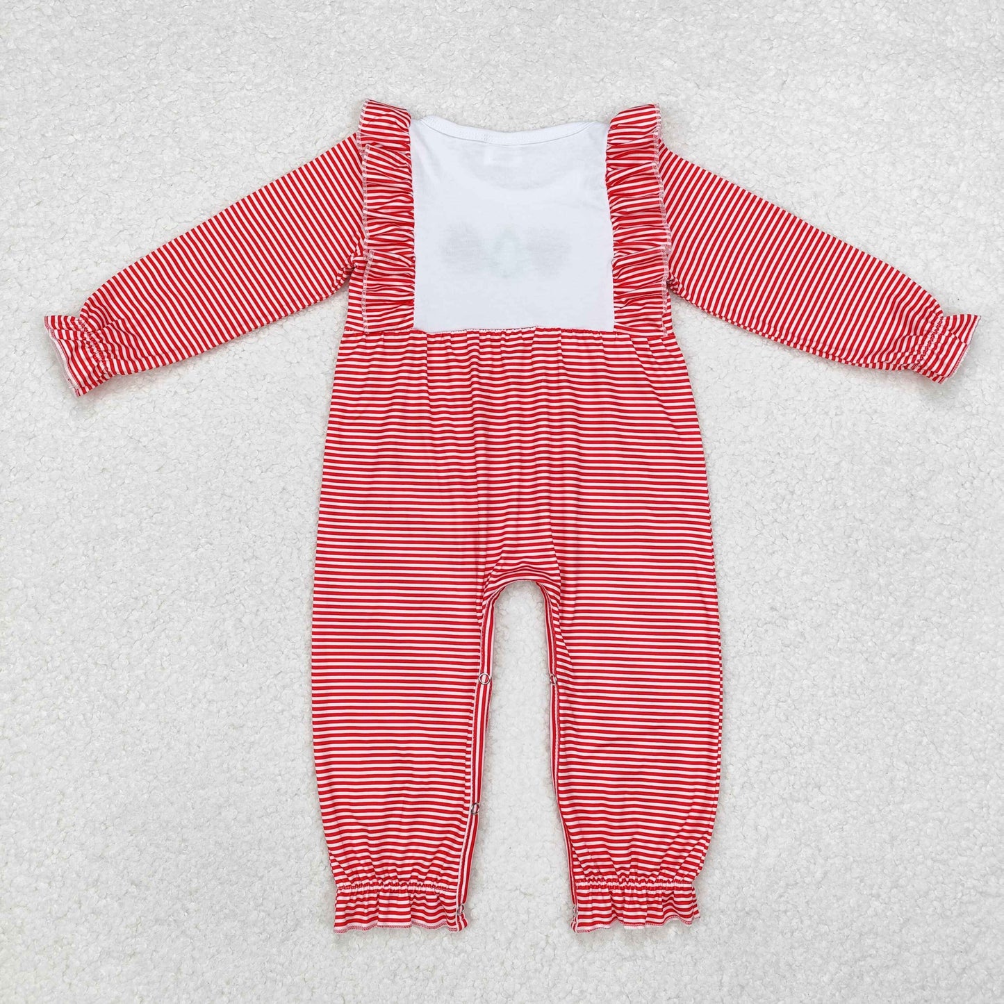 Newborn Baby Girls Christmas Red Striped Long Sleeve Romper