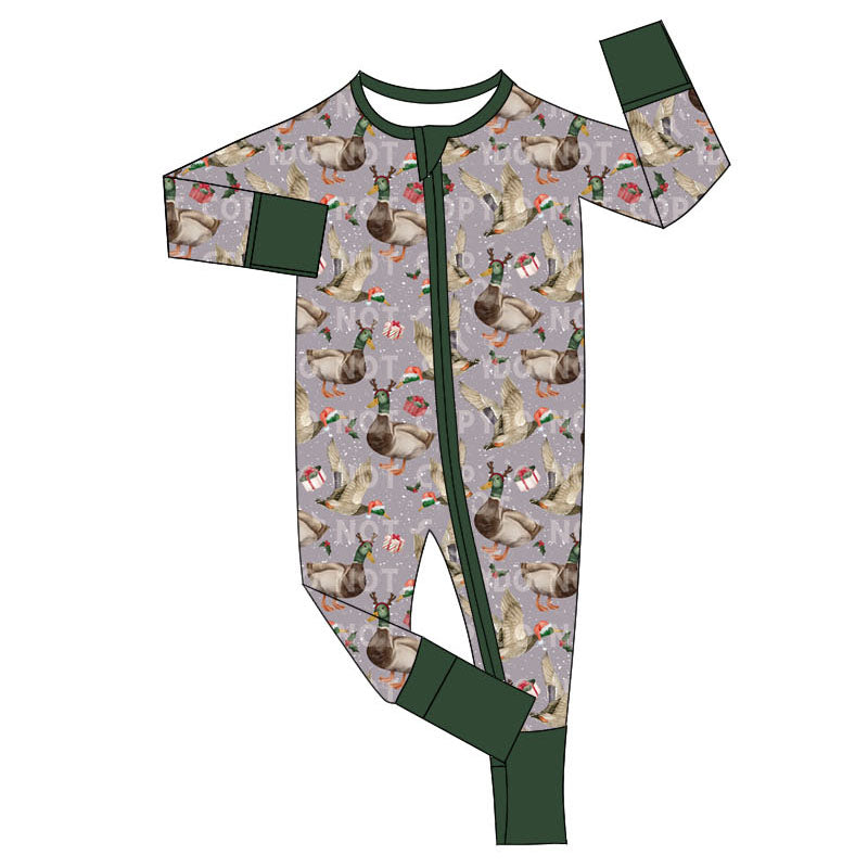 LR1605 Newborn Baby Boys Christmas Mallard Zip Romper Pre-order