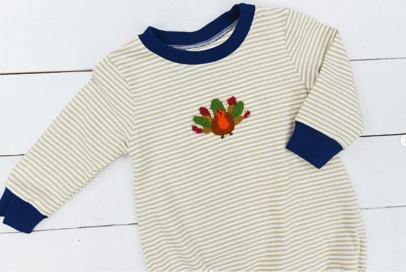 LR1780 Newborn Baby Boys Thanksgiving Turkey Long Sleeve Romper Pre-order