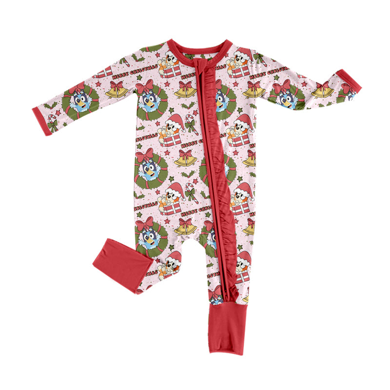 LR1793 Newborn Baby Girls Merry Christmas Cartoon Dog Romper Pre-order