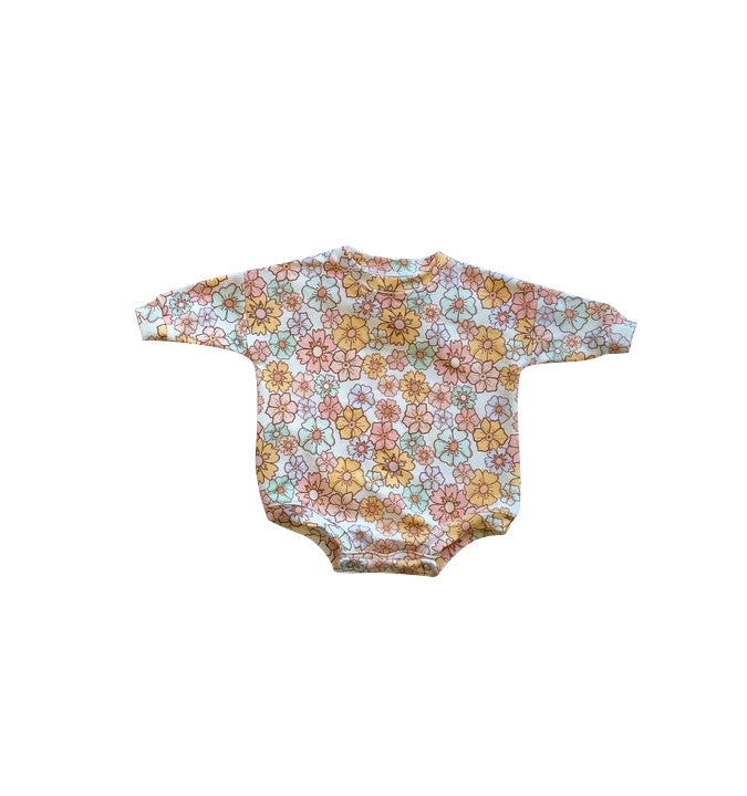 Newboorn Baby Girls Floral Long Sleeve Bubble Romper Pre-order