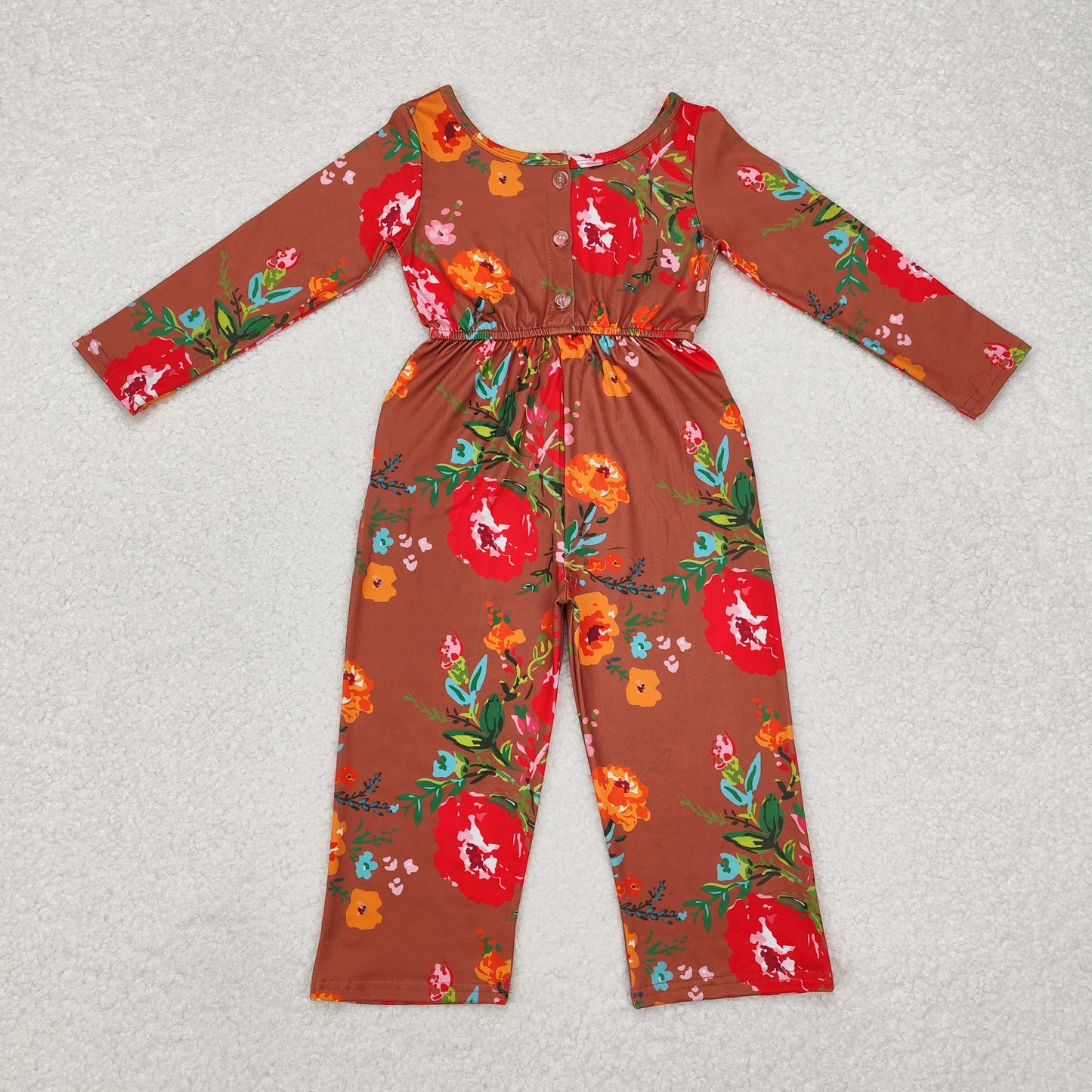 Baby Girls Fall Floral Long Sleeve Jumpsuit
