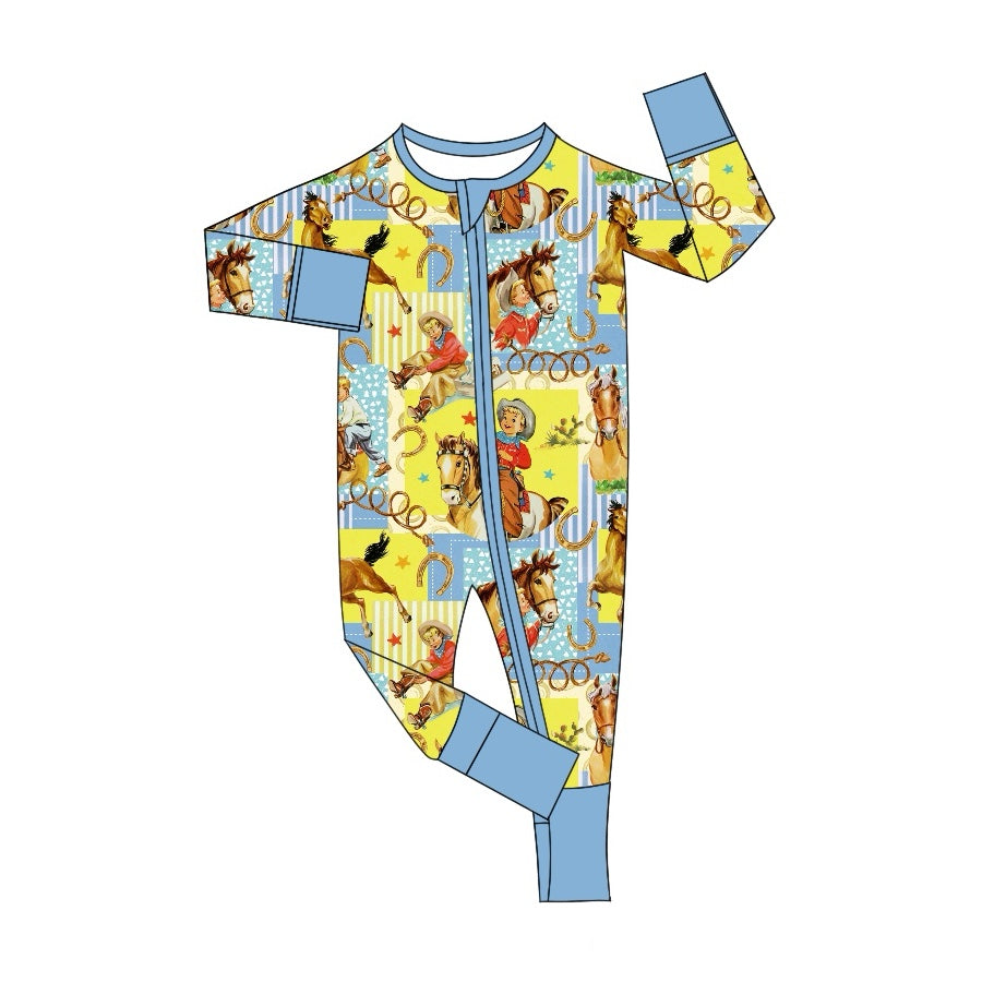 LR1889 Baby Westen Cowboy Long Sleeve Zip Romper Pre-order