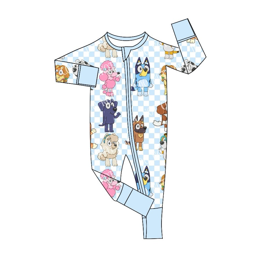 LR2076 Newborn Baby Girls Cartoon Dog Zipper Romper Preorder