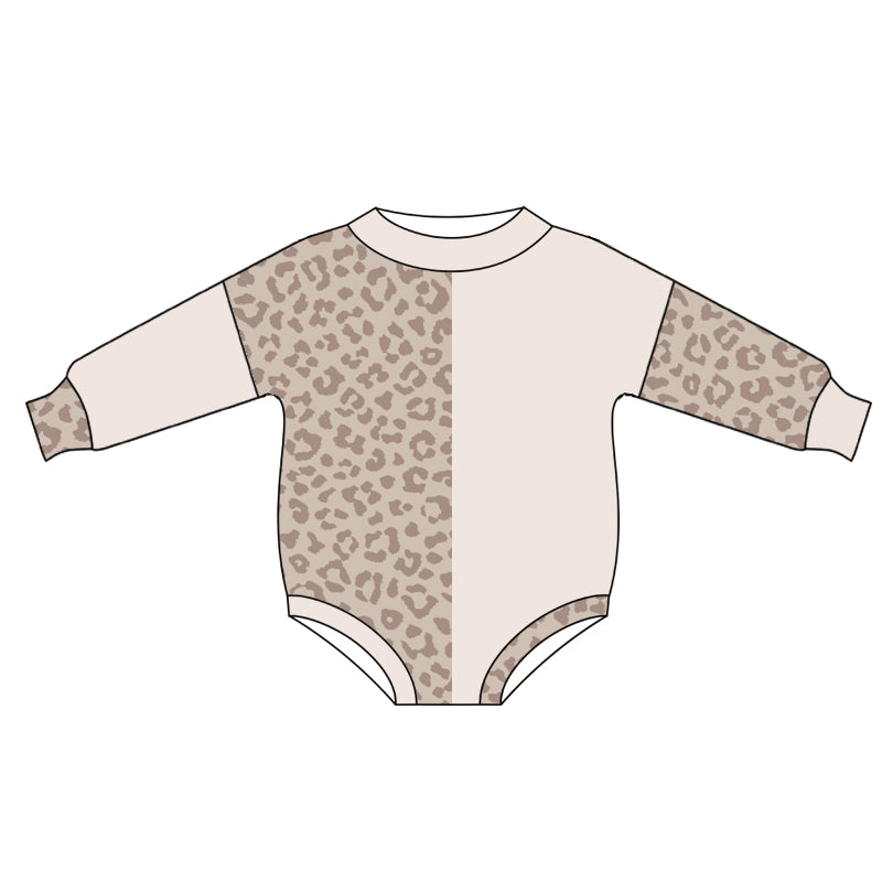 LR2145 Baby Girls Leopard Long Sleeve Shirt Romper Preorder