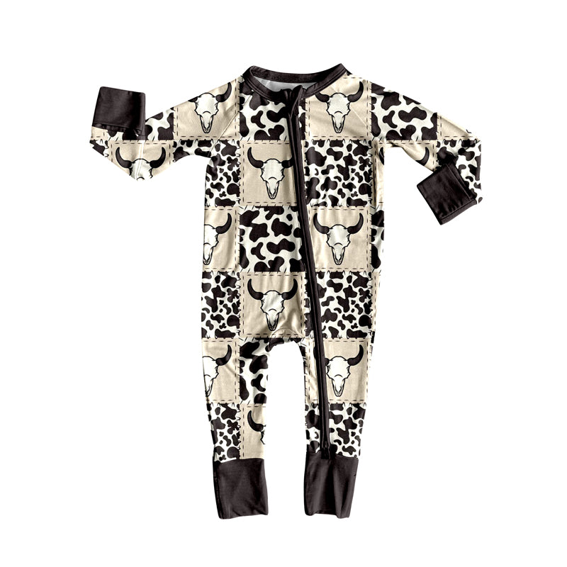 LR2267 Baby Boys Western Bow Long Sleeve Zip Romper Preorder