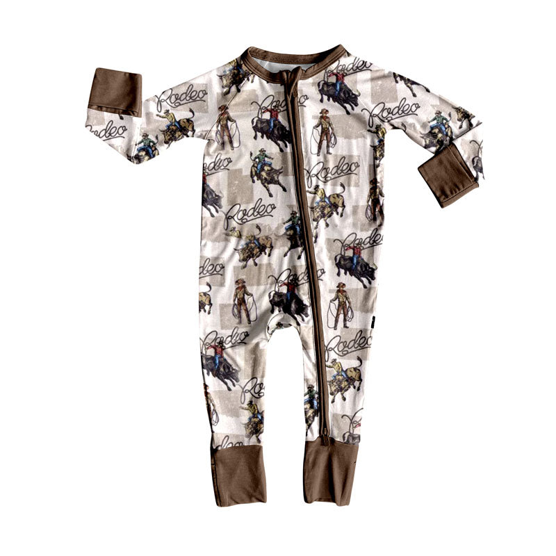 LR2268 Baby Boys Western Rodeo Long Sleeve Zip Romper Preorder