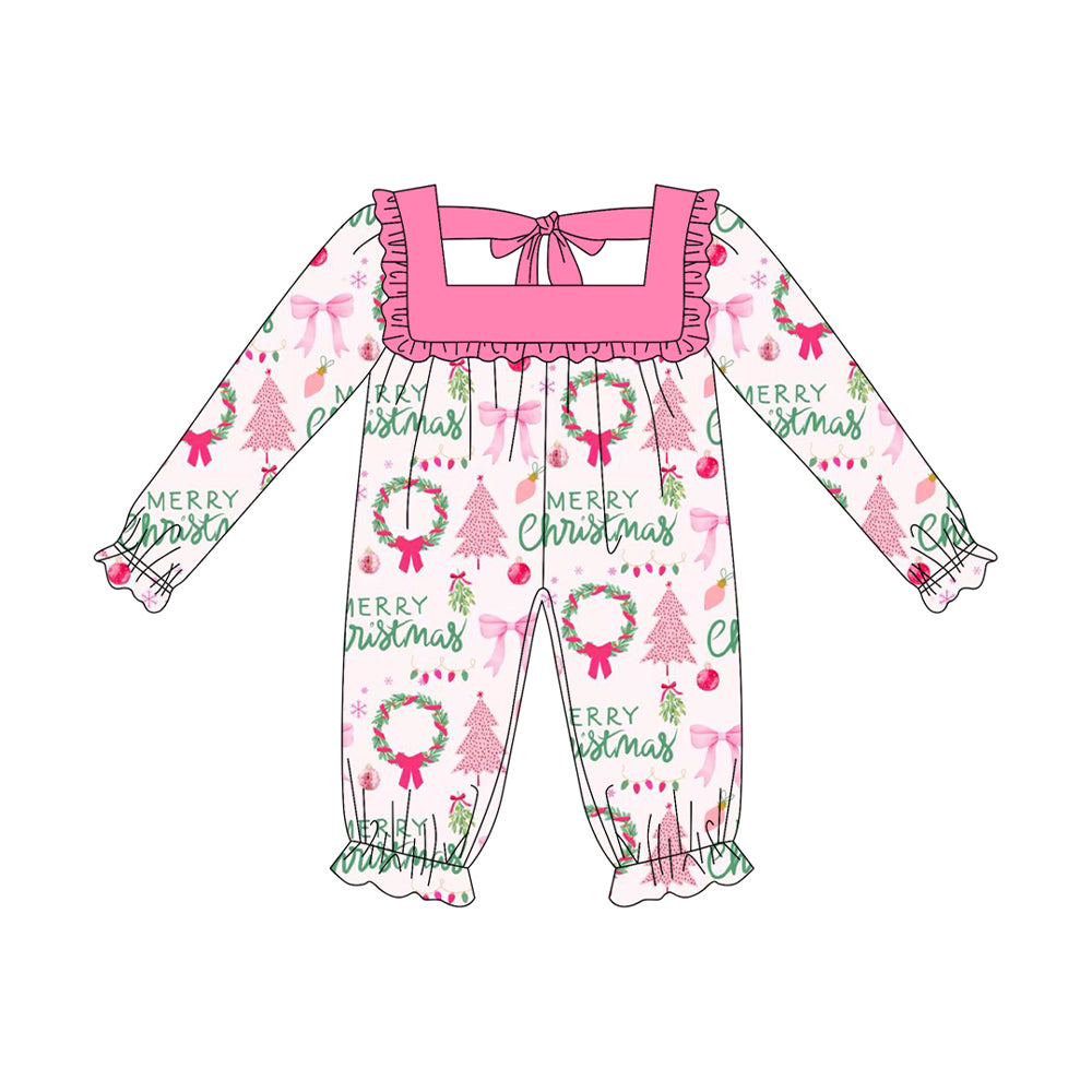 LR2297 Baby Girls Merry Christmas Long Sleeve Romper Preorder