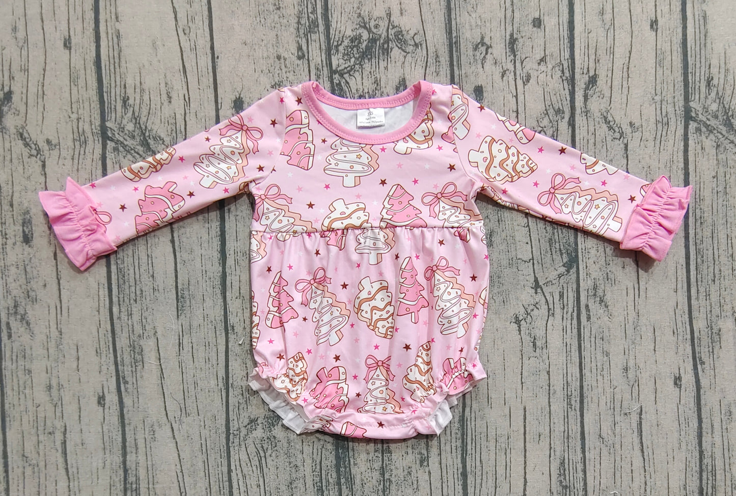 LR2301 Baby Girls Christmas Cake Tree Romper Preorder