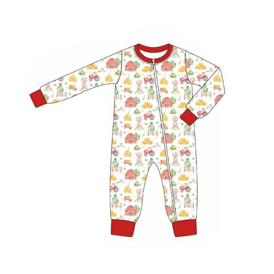 LR2306 Baby Boys Farm Long Sleeve Romper Preorder
