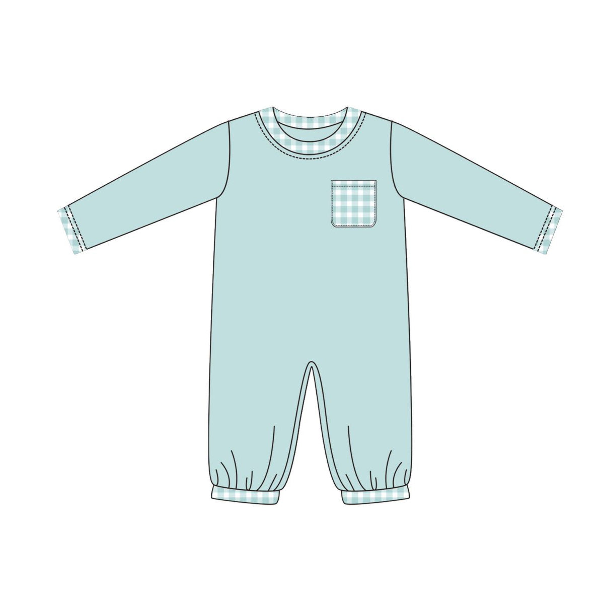 LR2309 Baby Boys Ligght Blue Long Sleeve Romper Preorder