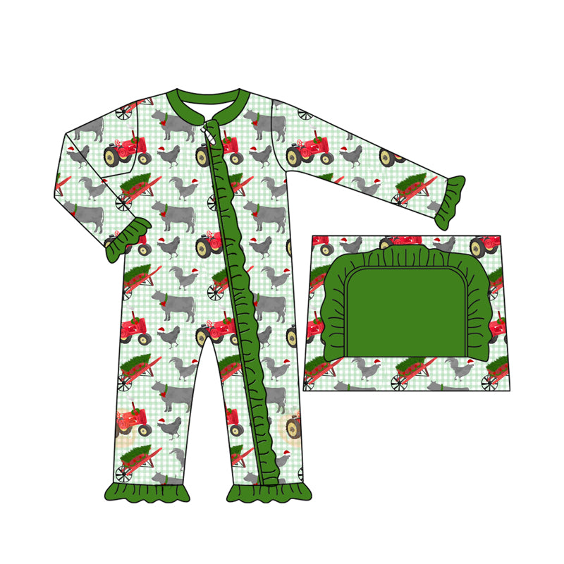 LR2399 Baby Girls Christmas Farm Romper Preorder