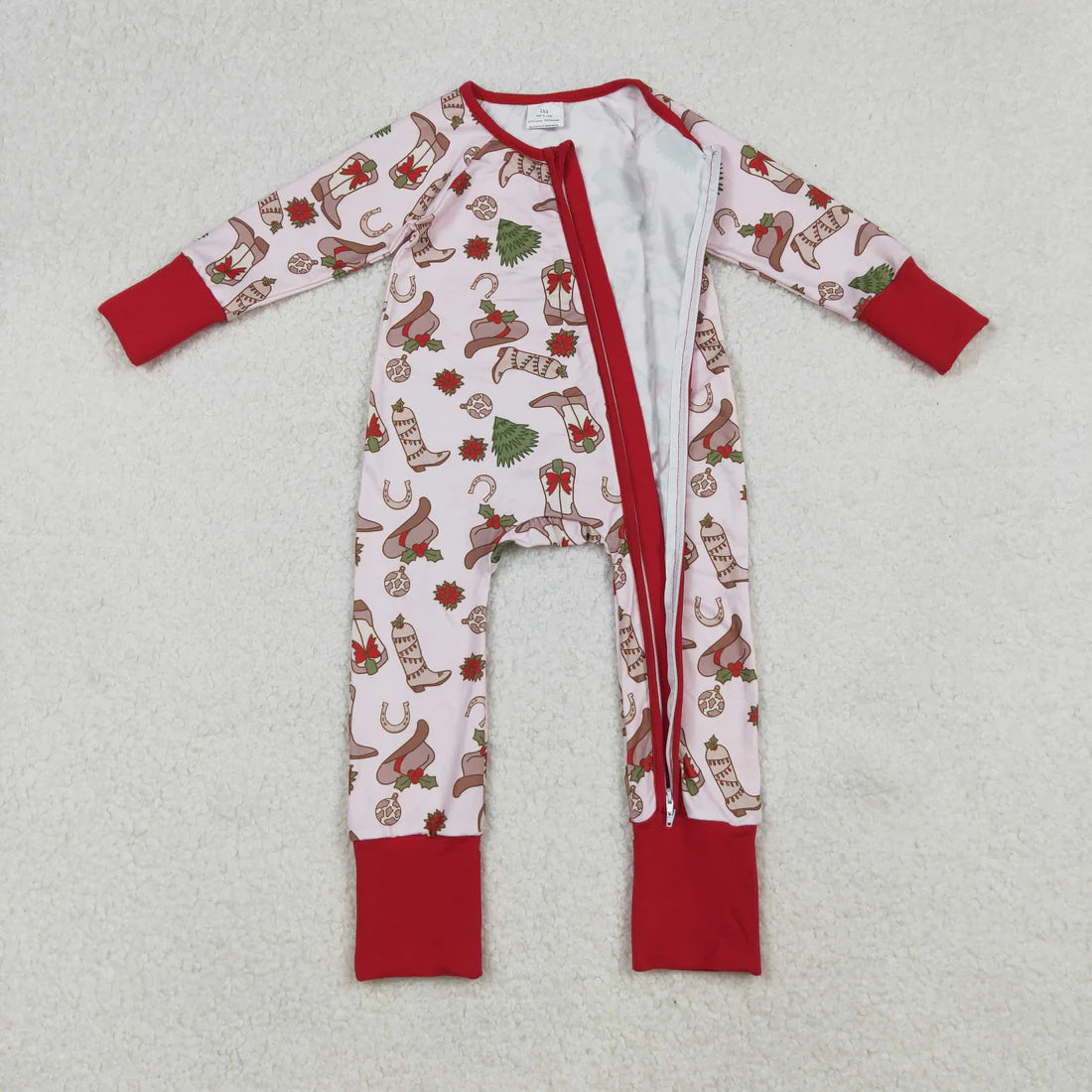Sibling Baby Girls Long Sleeve Christmas Two Way Zip Convertible Rompers
