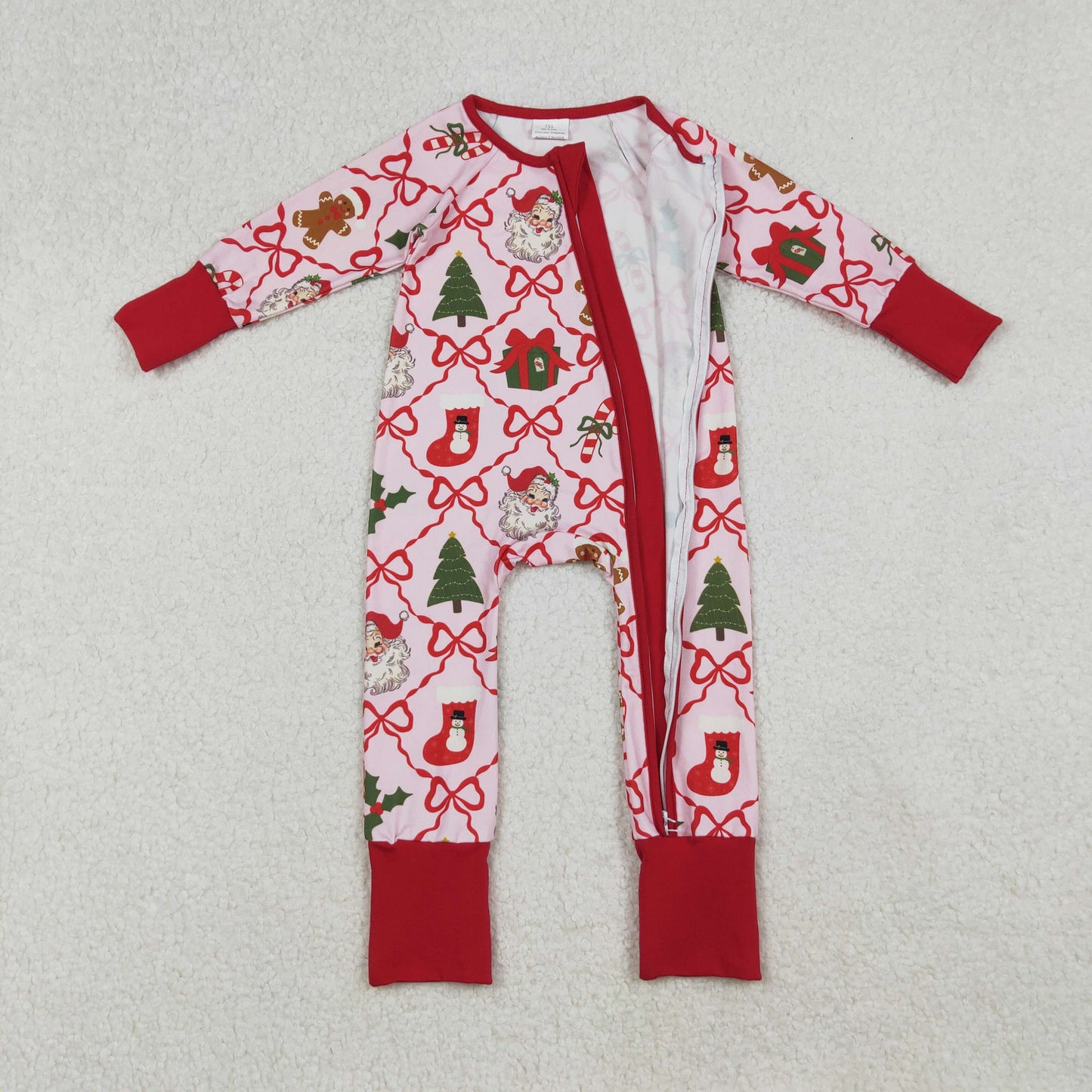Mommy and Me Christmas Santa Bow Pajama Set /Zipper Romper