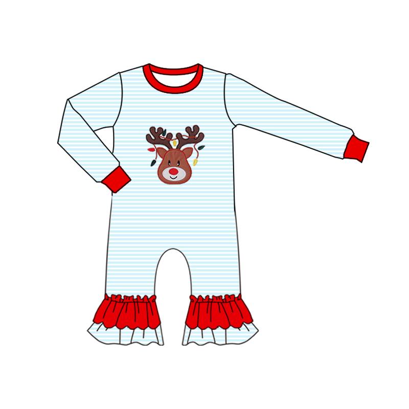 LR2641 Baby Girls Christmas Deer Long Sleeve Romper Preorder