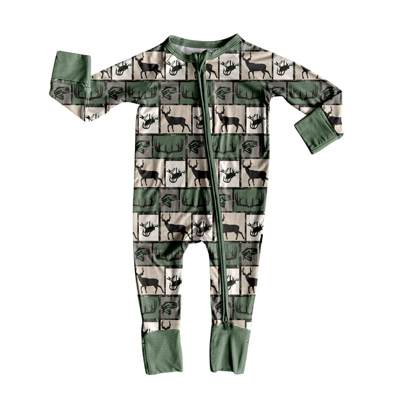 LR2645 Baby Boys Hunting Deer Long Sleeve Romper Preorder