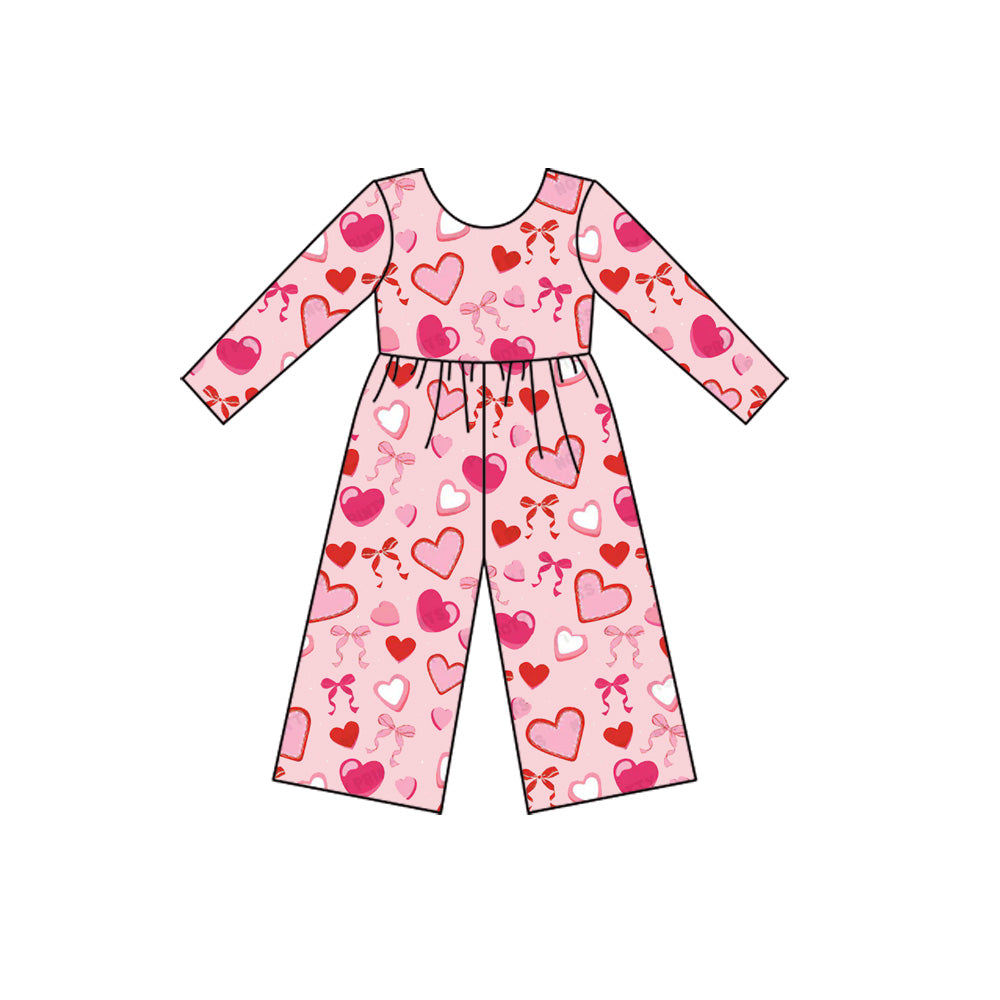 LR2712 Baby Girls Valentine's Day Pink Heart Long Sleeve Jumpsuit Preorder