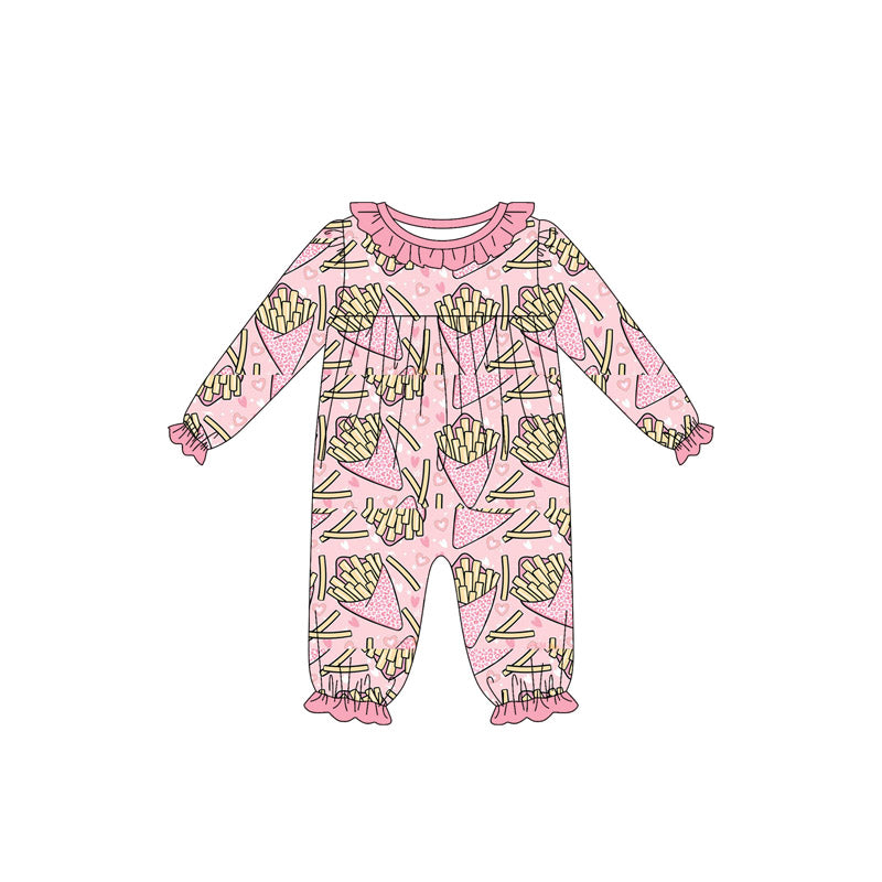 LR2760 Baby Girls french fries Long Sleeve Romper Preorder