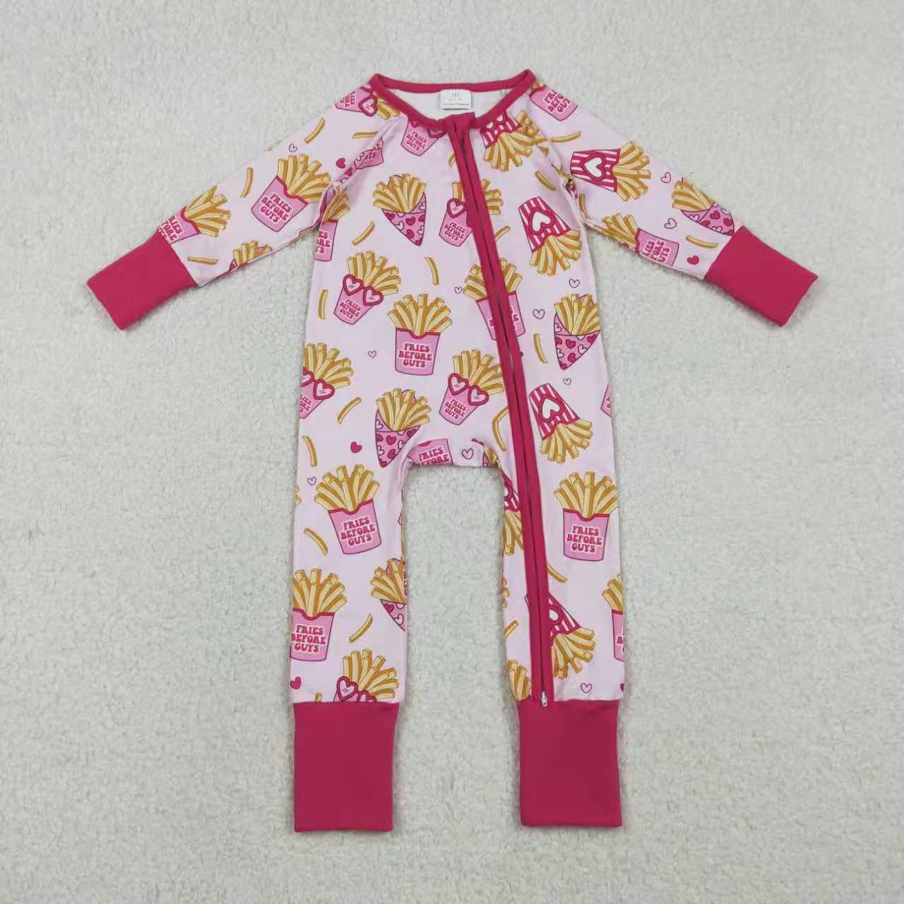 Sibling Baby Girls Fries Before Cuys Pajama set/Zipper Romper