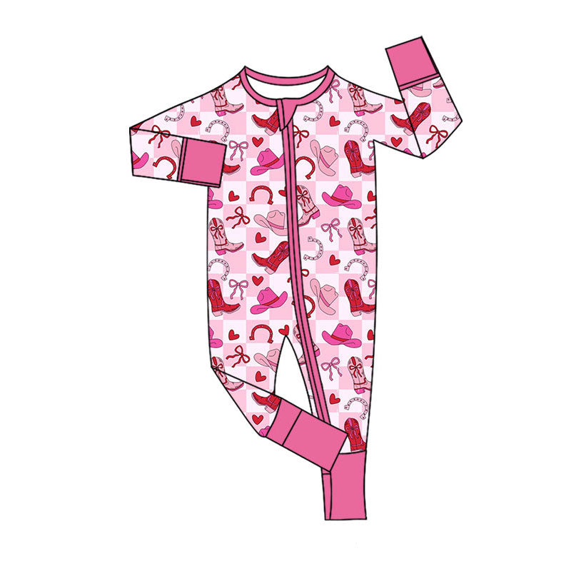 LR2936 Baby girls heart western long sleeve romper preorder