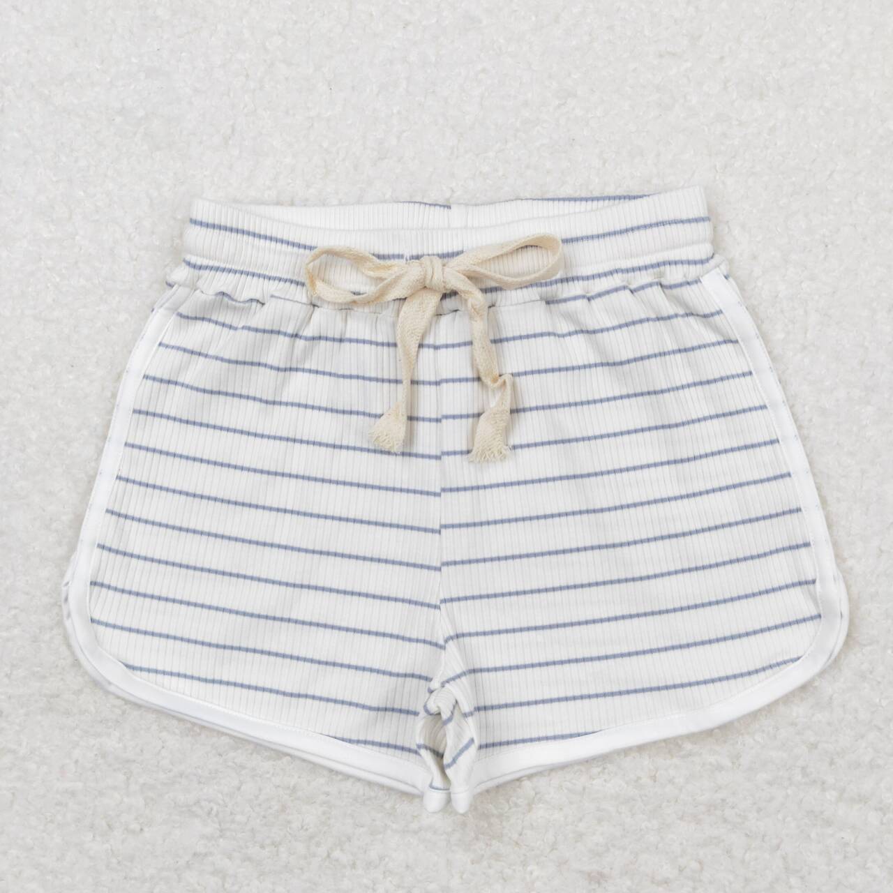 Kids Girls White Color Striped Cotton Shorts
