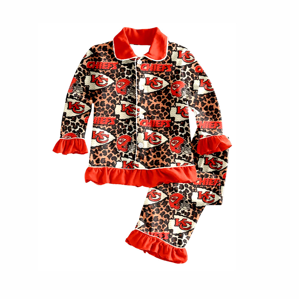 3 MOQ Baby Girls Sport Team Chiefs KC Hoodie Pajama Set Pre-order