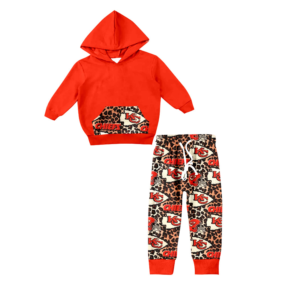 3 MOQ Baby Girls Sport Team Chiefs KC Hoodie Top Pants Outfit Preorder