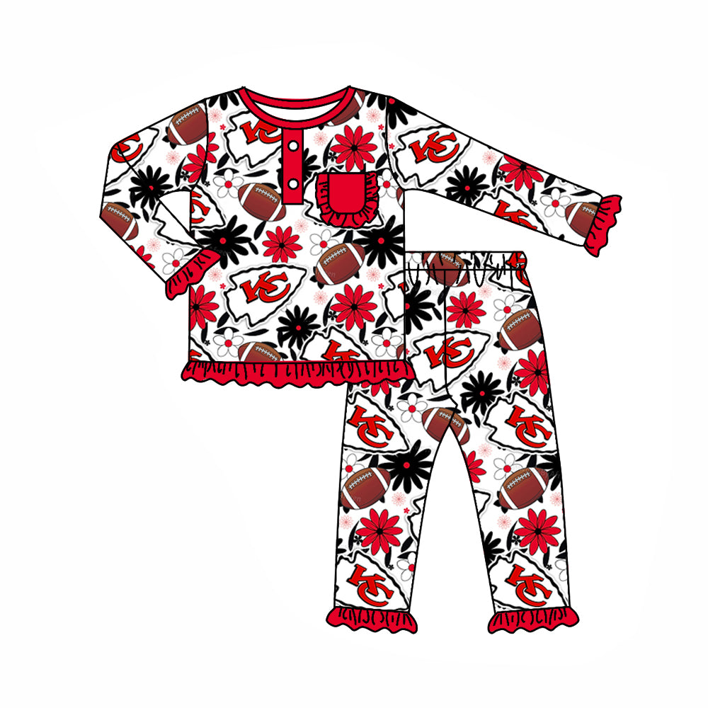 3 MOQ Baby Girls Sport Team KC Long Sleeve Pajama Set Pre-order