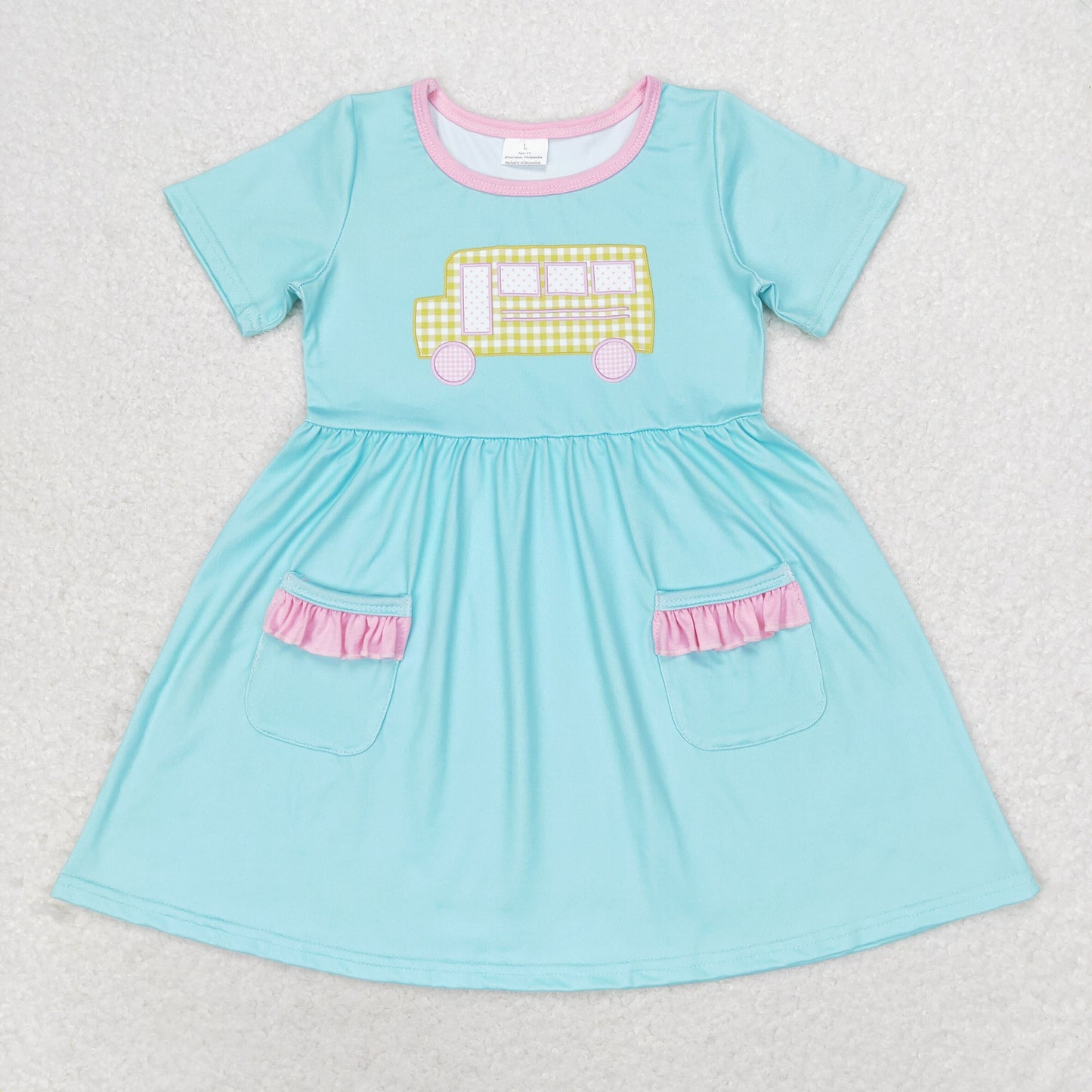 Baby Girls Back to School Bus Short Sleeve Dress