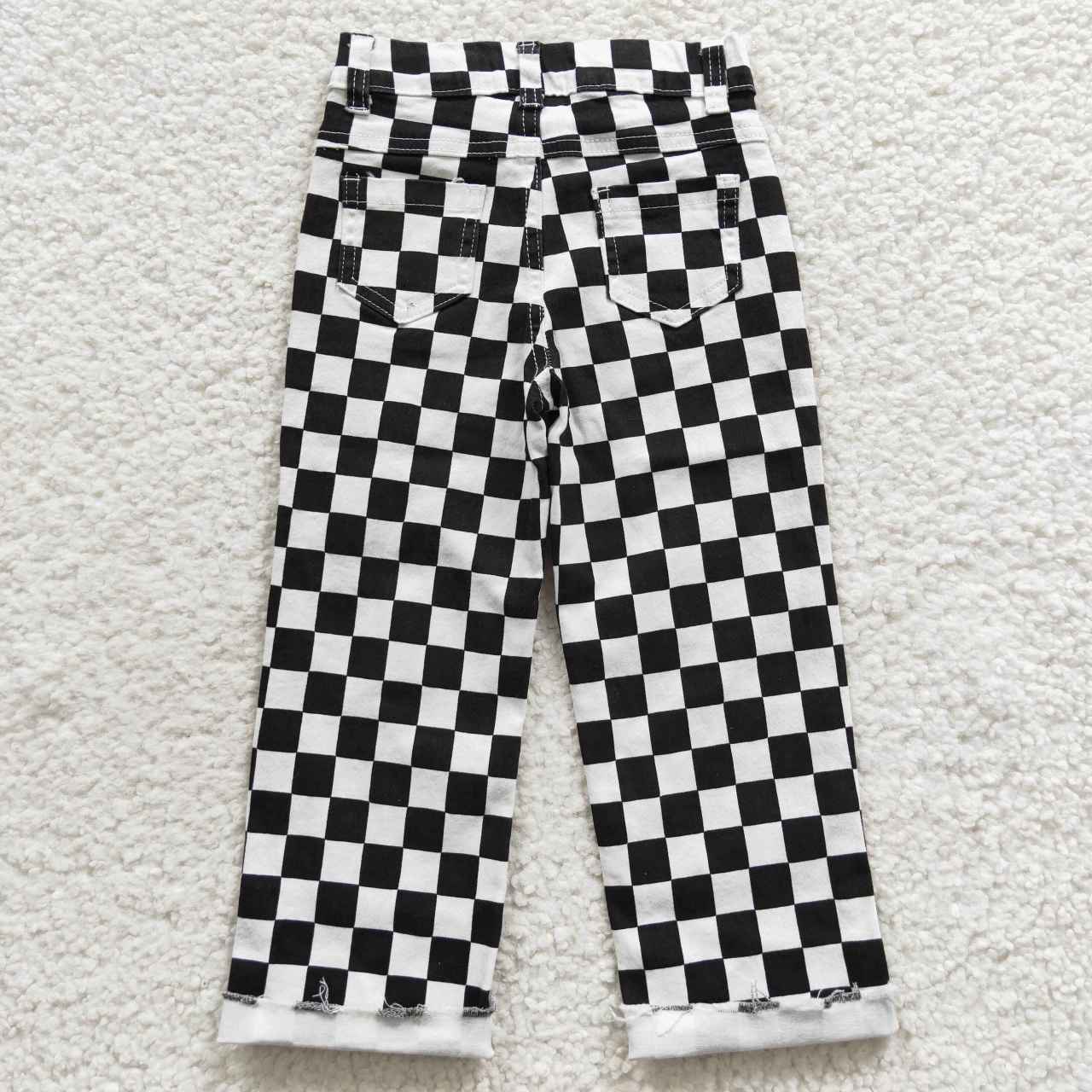 Boys Denim Black Checkerboard Pants