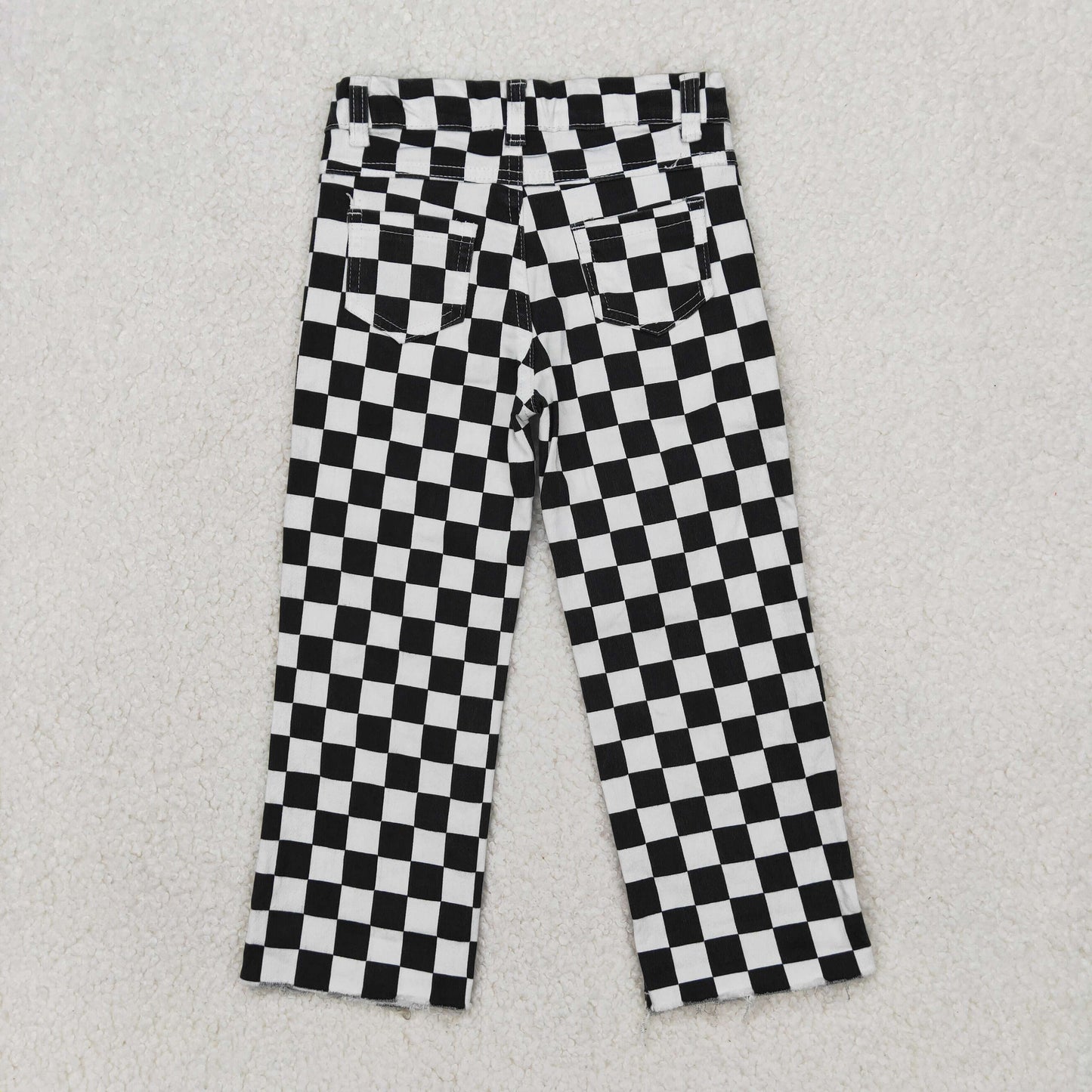 Boys Denim Black Checkerboard Pants