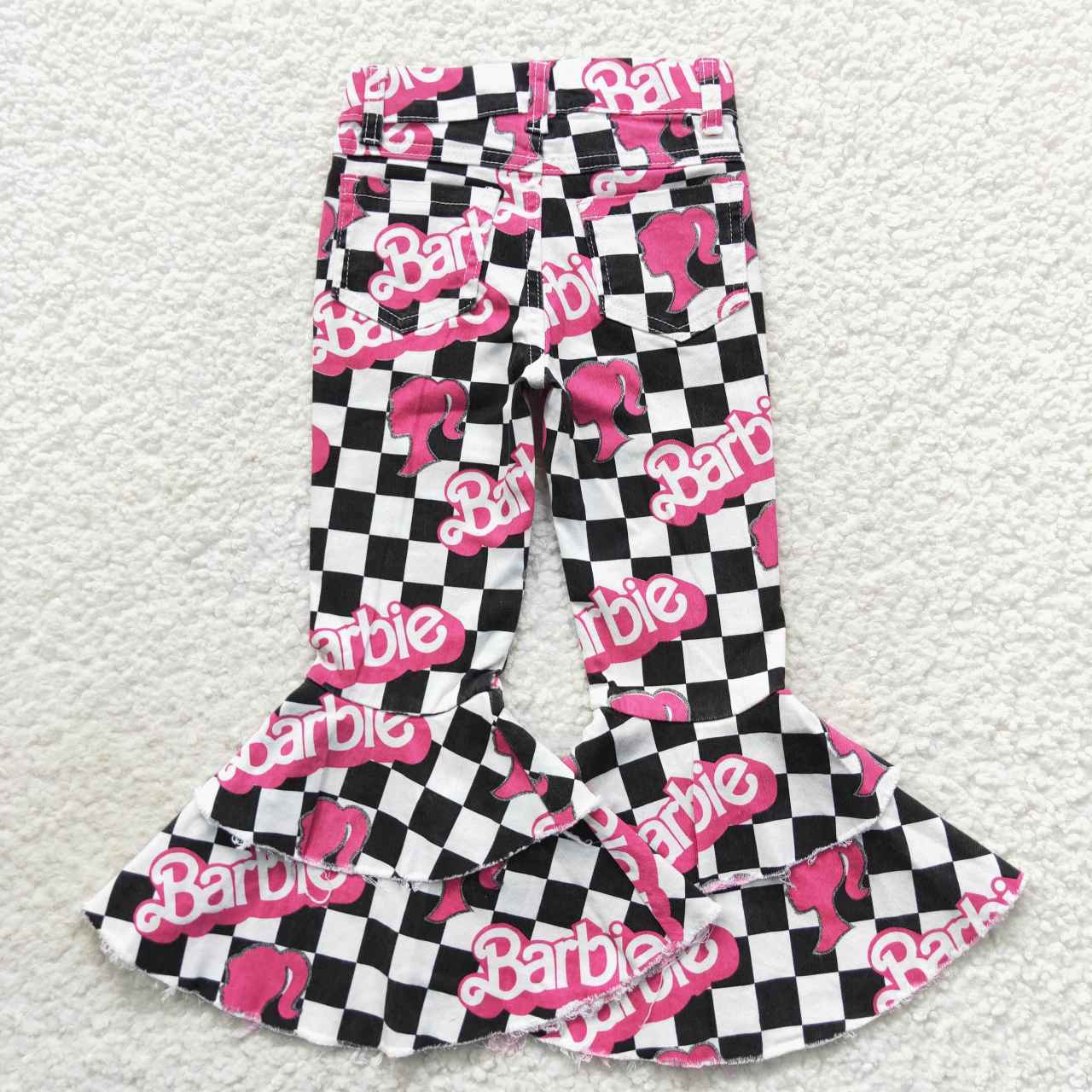 Baby Girls Denim Pink Babe Bell Bottom Pants