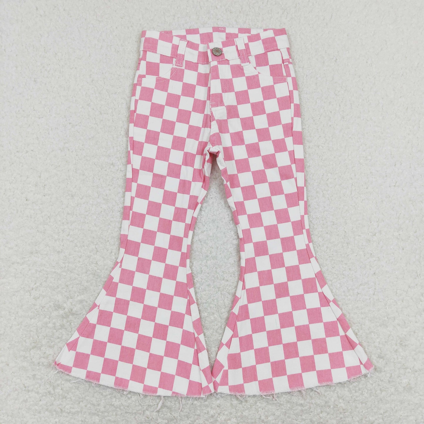 USA Shop Baby Girls Pink Checker Denim Bell Jeans Pants
