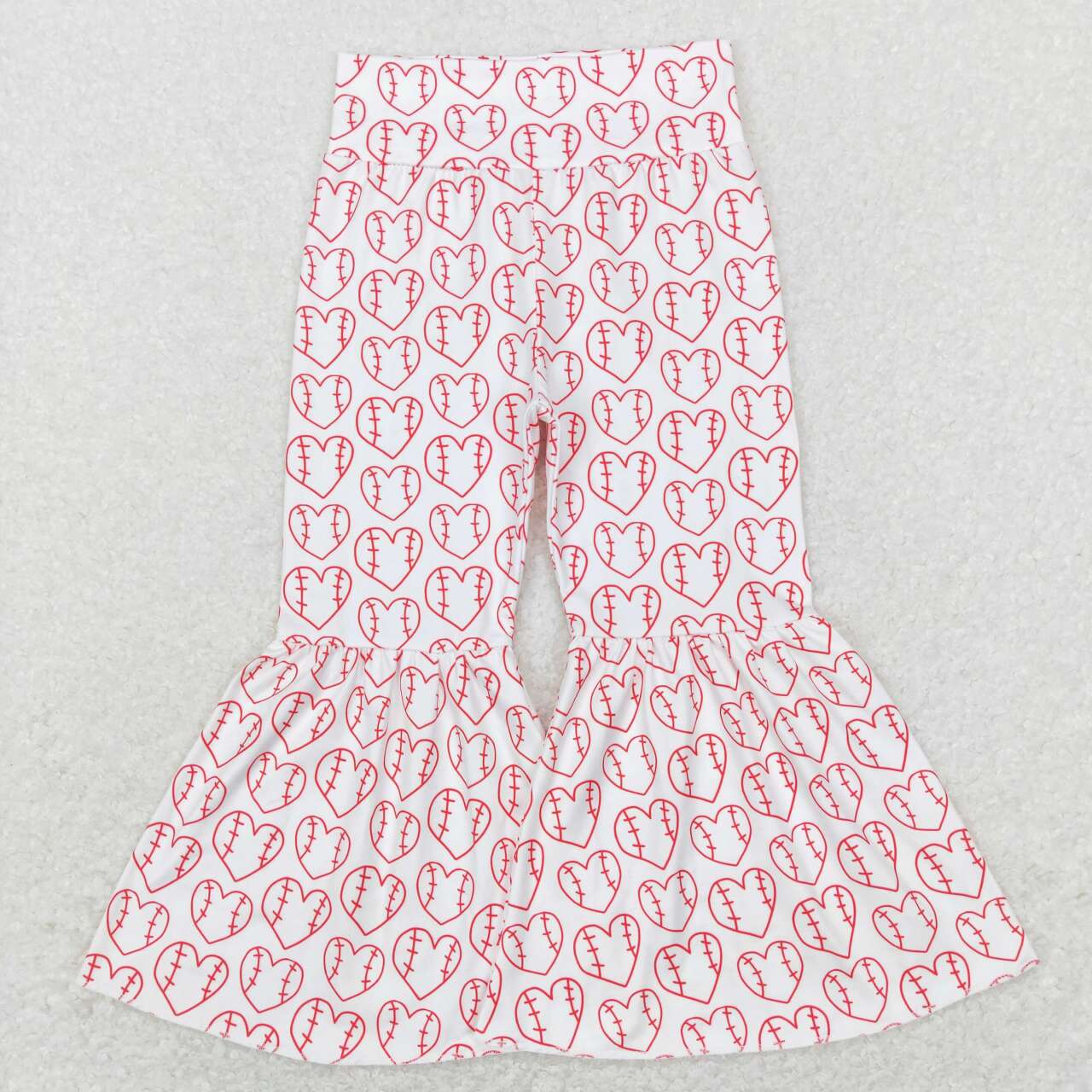Baby Girls Baseball White Red Bell Flare Pants