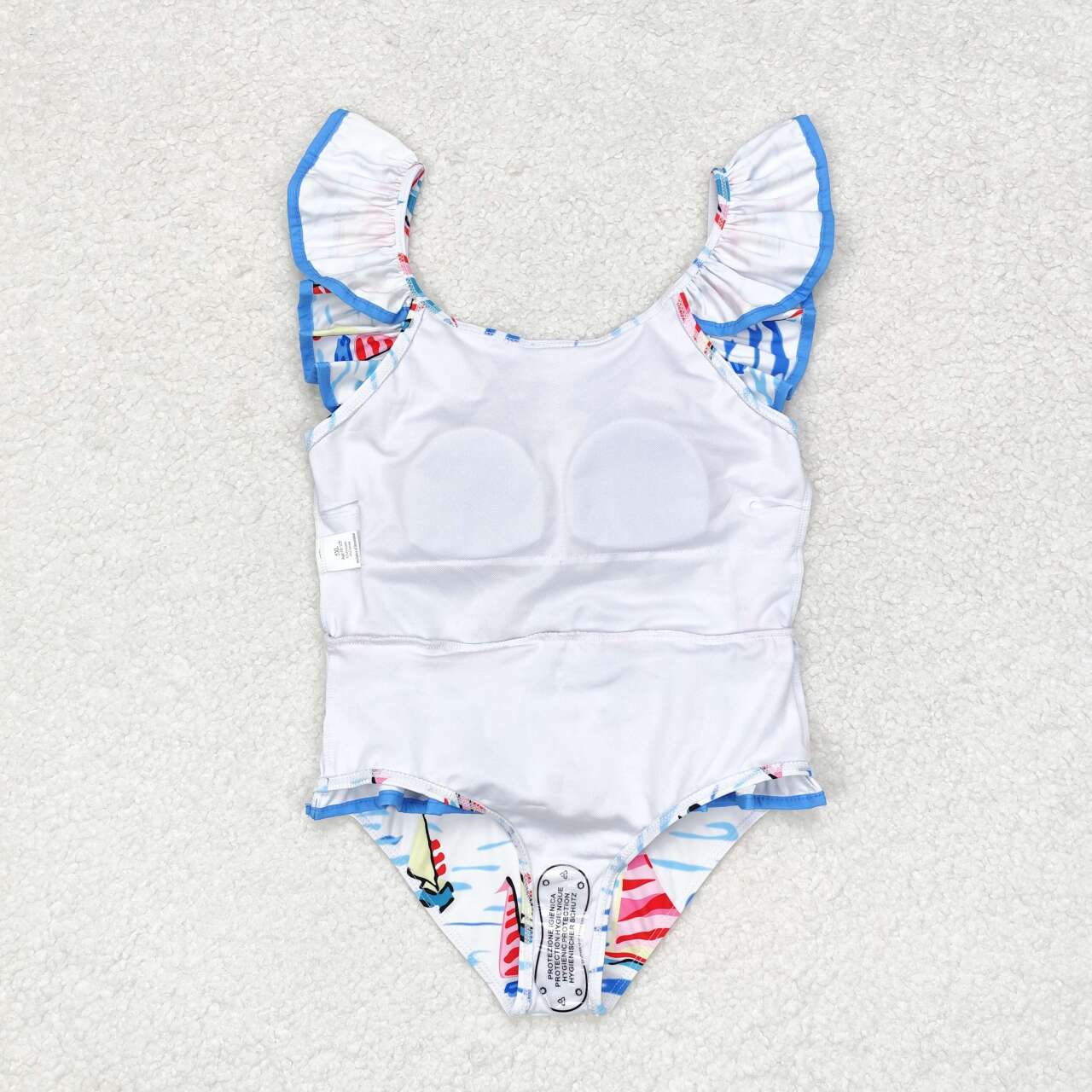 Baby Girls Blue Boats Bow Top Bummie Bows Swimsuits