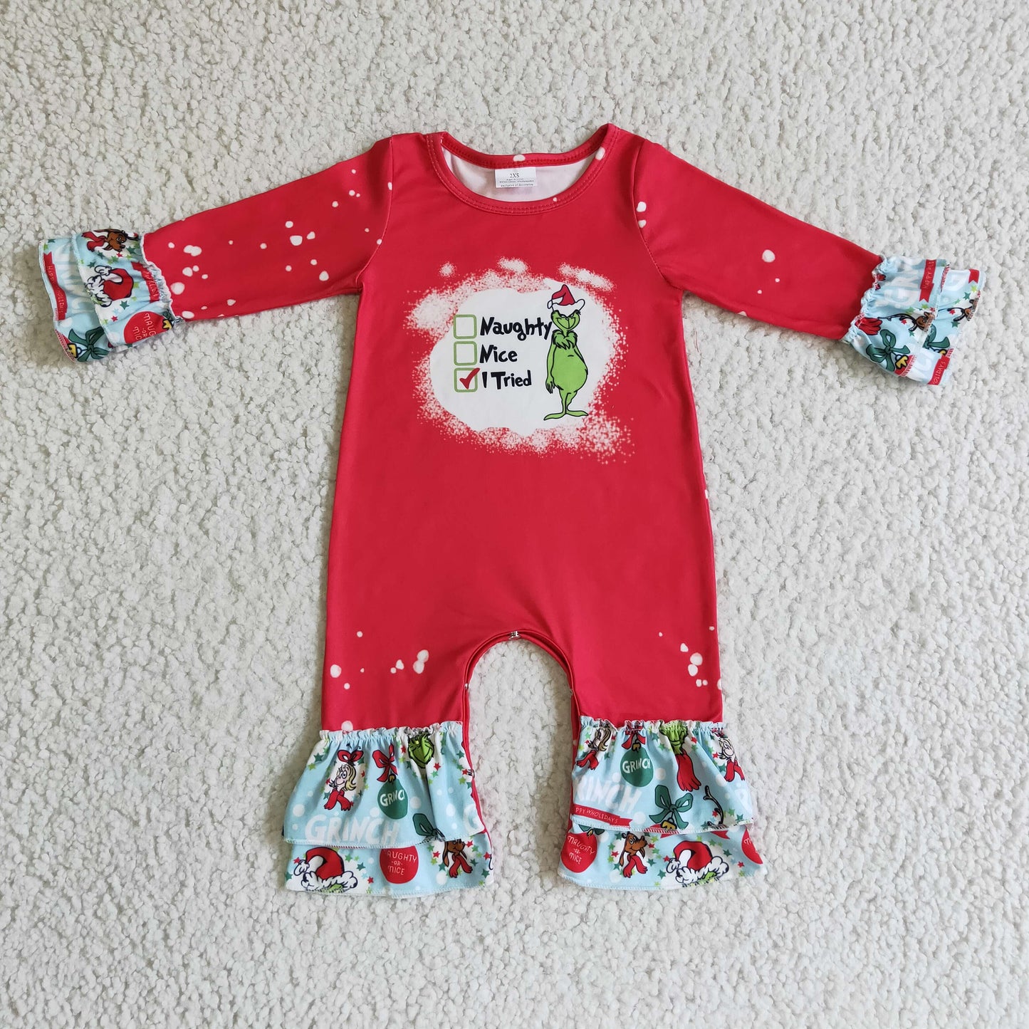 Usa Shop Newborn Baby Girls Christmas naughty green romper