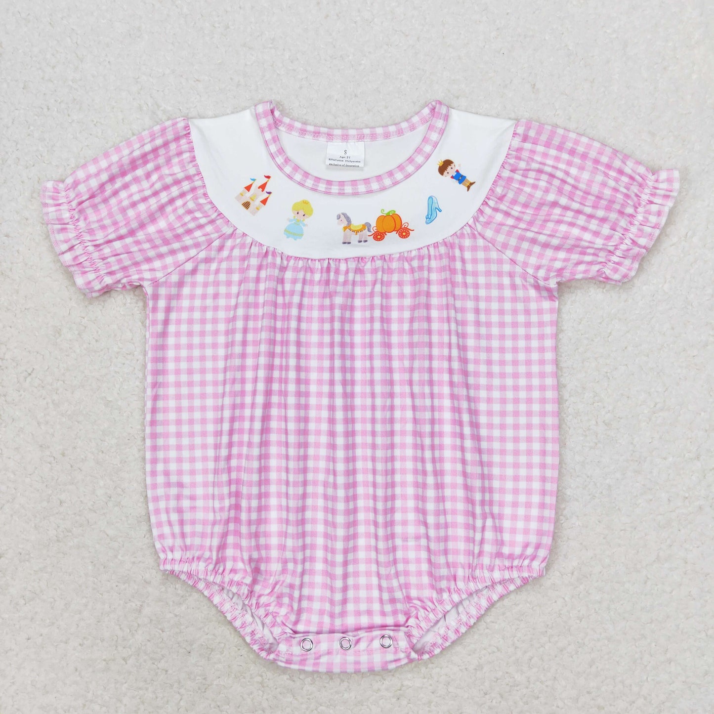 Newborn Baby Girls Bubble Romper Princess Pink Gingham Bubble Romper