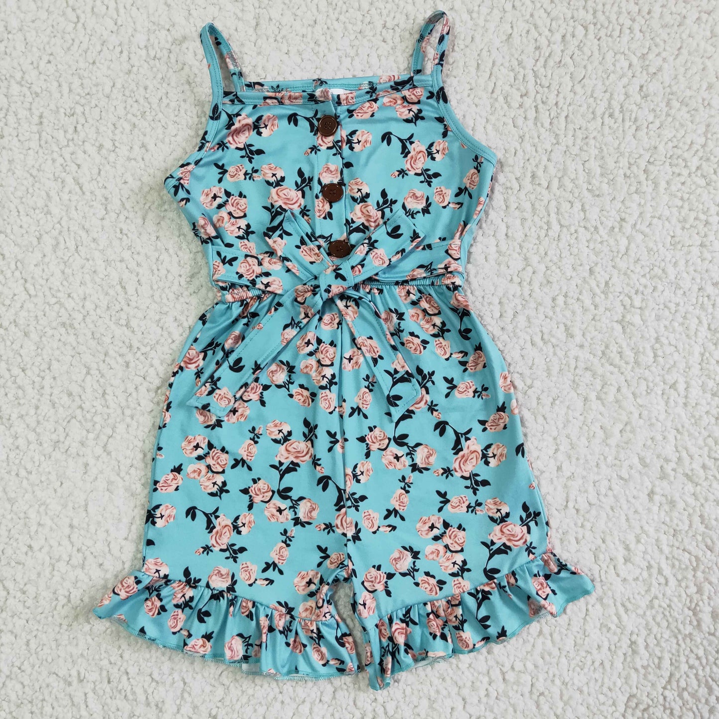 Kids Girls Floral Blue Jumpsuit